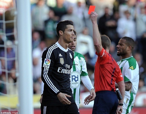 Referee Alejandro Jose Hernandez Hernandez had little choice but to show Ronaldo a straight red card following the incidents