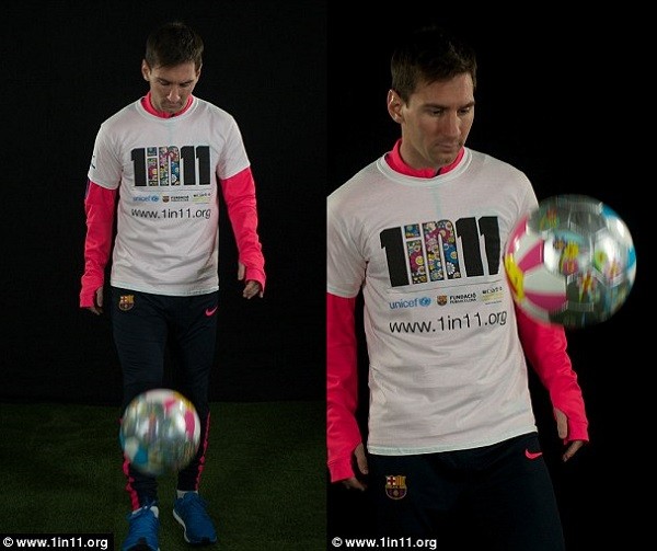 The Argentine international captain completes his 11 kick-ups before challenging the public to don the same