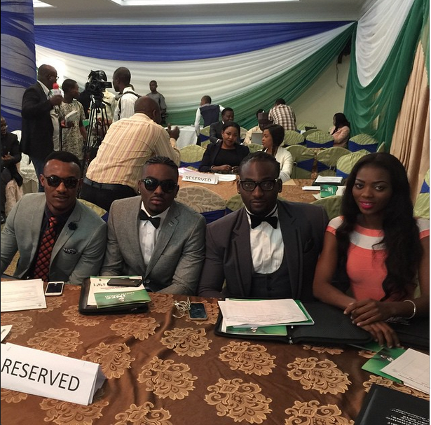 (Gideon Okeke, Tayo Faniran, Gbenro Ajibade and Tarmar at the INEC youth Summit. Photo: Instagram)