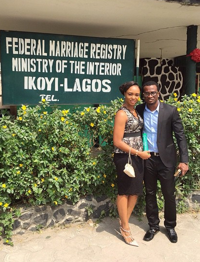 (Paul and Anita Okoye at the Ikoyi Registry)