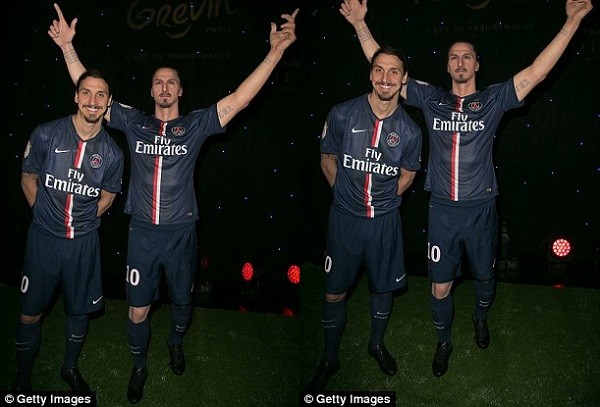 Ibrahimovic was happy to stand and pose for photographs for the media alongside the waxwork