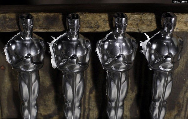 The awards are seen above straight after being cast at the R S Owens factory in Chicago. After this step they are sanded down, polished and coated with other metals