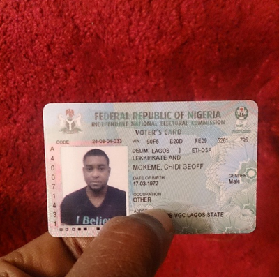 Chidi Mokeme's voters card