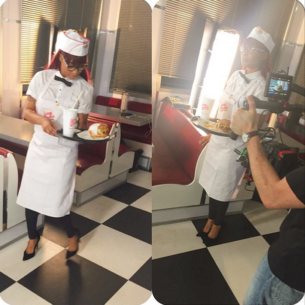 (Tonto Dike on set of her new music video. Photo: Instagram)