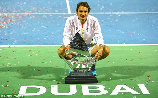 Federer beat Novak Djokovic 6-3 7-5 in the final of the ATP tour title on Saturday