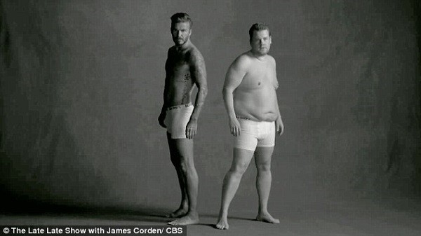 James Corden recruited his friend David Beckham for a hilarious new spoof underwear advert for The Late Late Show