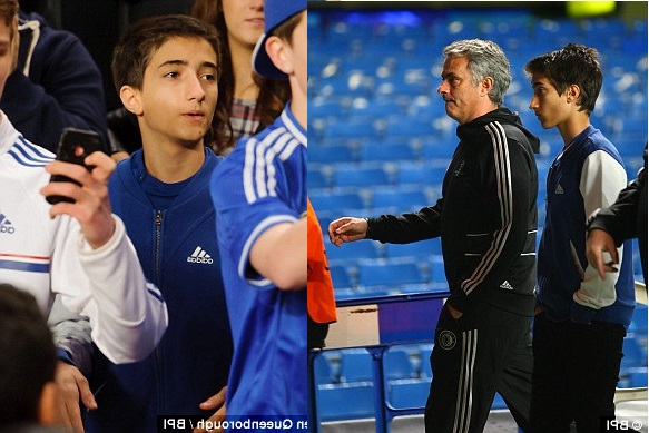 Jose Mario Mourinho (left, watching a game last season and with his dad) has criticised Chelsea fans