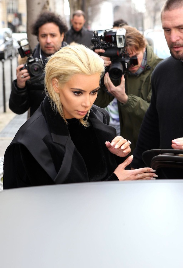 Kim Kardashian with Kanye West leave Royal Monceau hotel