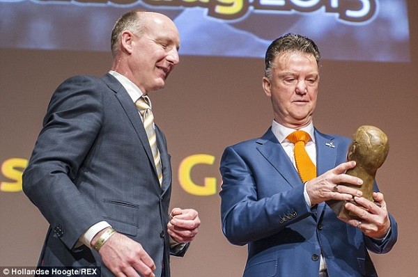 Louis van Gaal (right) arrives on stage to receive the Anton Geesink Award on Sunday night
