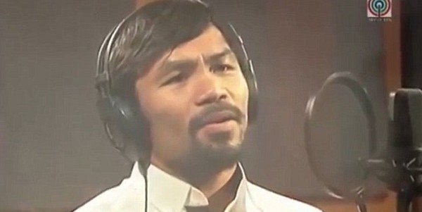 Manny Pacquiao hits the music studio to record his entrance song for his fight with Floyd Mayweather