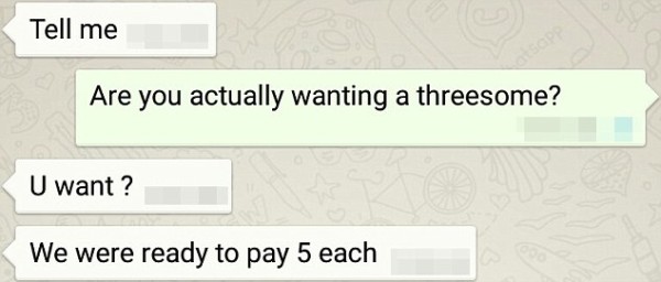 The messages said to have been sent by Pereira (left, in white) and student Kelly (right, green)