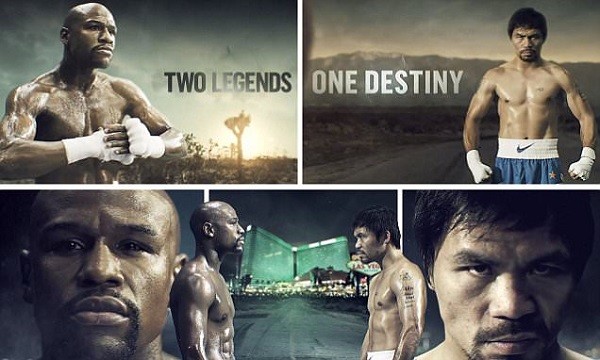 The official advert for Floyd Mayweather (left) vs Manny Pacquiao on pay per view has been released