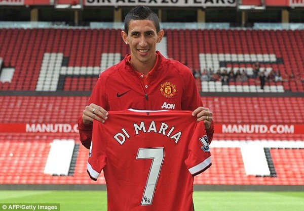 Di Maria wears the No 7 shirt at Manchester United following his £60million from Real Madrid last summer