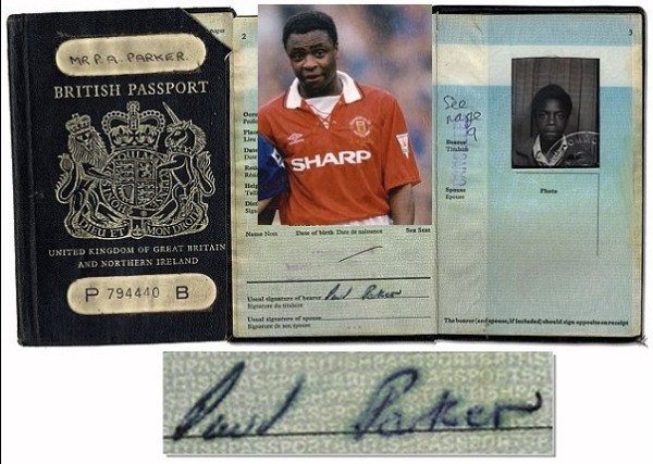 Ex-Manchester United and England defender Paul Parker's old passport was listed on eBay