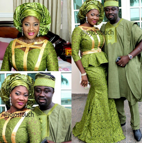(Nollywood actress, Mercy Johnson stepped out with her husband, Prince Odianosen Okojie in matching outfit. Photo: Jojostouch)