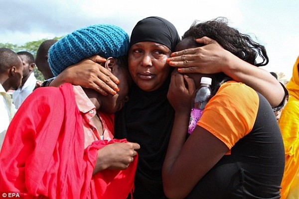 Survivors of Thursday's al-Shabaab massacre hugged each other as they came to terms with the atrocity