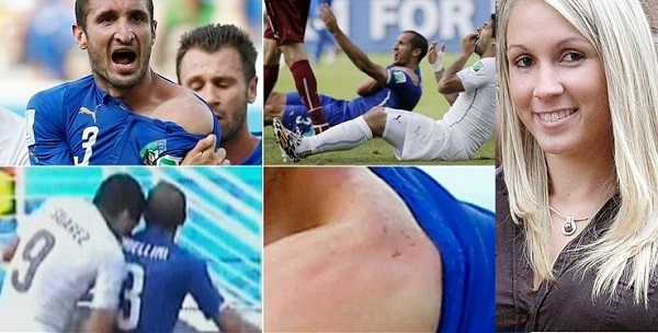 The biting scene between Luis Suarez and Giorgio Chiellini. ...