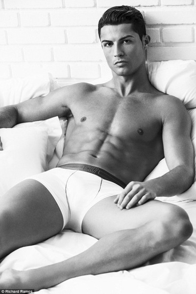The footballer proved there is no better physique to showcase his new Microfiber styles as he posed for a series of smouldering black and white images