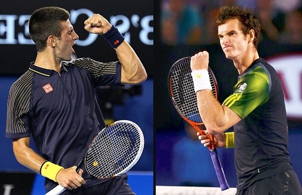 Andy Murray of Britain celebrates a point during his men's singles semi-final match against Roger Federer of Switzerland at the Australian Open tennis tournament in Melbourne