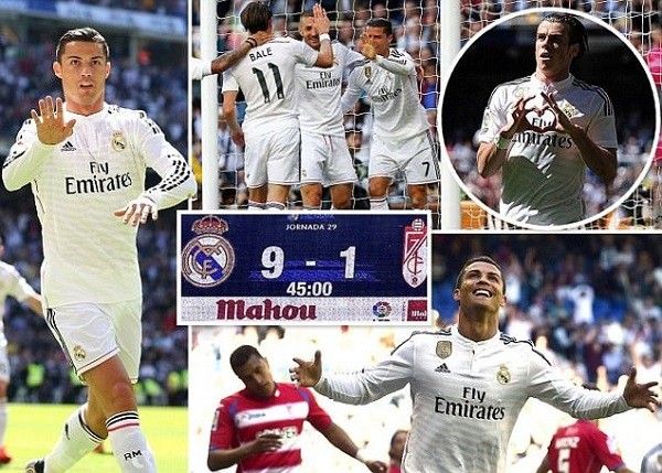 Cristiano Ronaldo scored an incredible five goals against Granada to lift his tally for the season to 36. Photo: Reuters