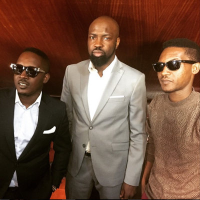 MI, Audu Maikori and Jesse Jagz at a business meeting earlier today.
