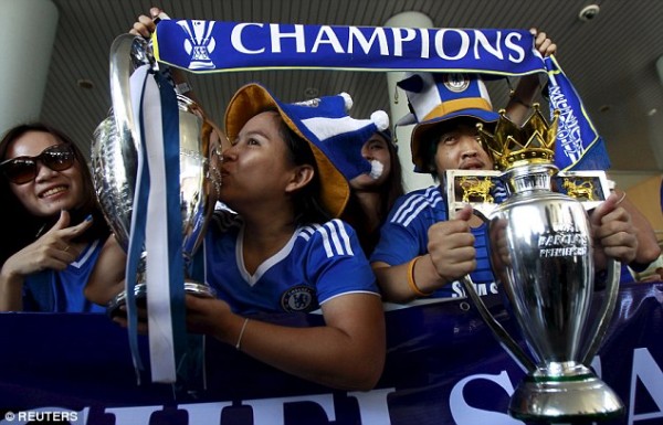 Chelsea's contingent of Far East supporters were out in force to greet the arrival of their heroes
