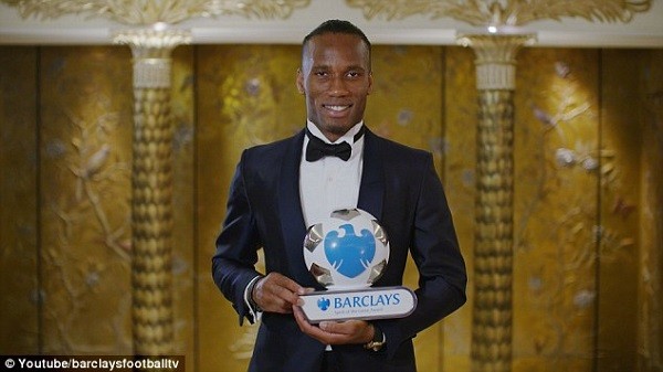 Didier Drogba with the Barclays Spirit of the Game award following all the charity work he's done in Africa