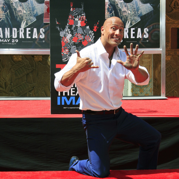 Dwayne Johnson receives hand and foot prints in Hollywood outside the TCL Chinese Theatre. Photo: Bshowbiz