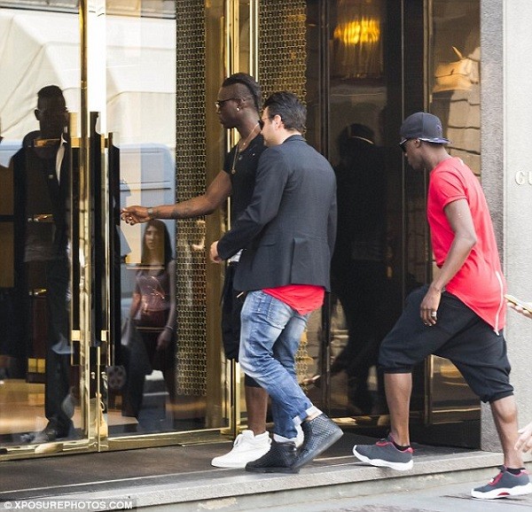 Earlier in the day, Mario was seen shopping at Gucci's flagship store