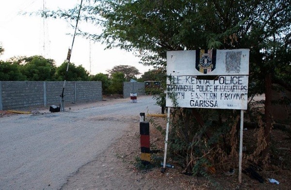 File photo of the entrance to the police headquarters in Garissa, where 13 police have gone missing following an overnight ambush by suspected Shebab militants