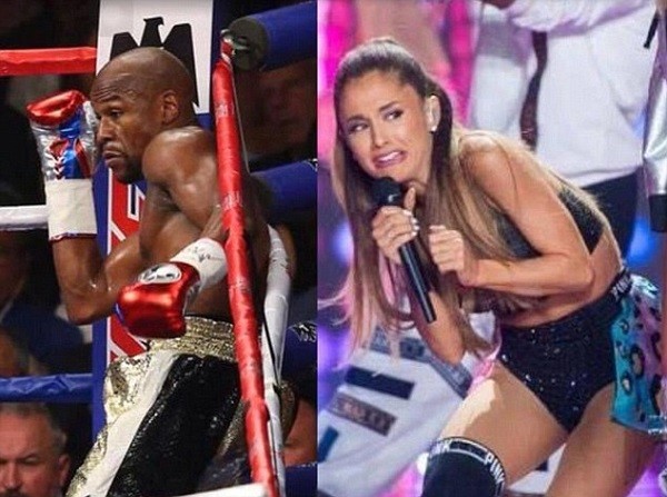 Mayweather stance during one moment of the bout was compared to that of pop star Ariana Grande