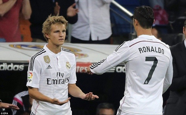 Norwegian 16-year-old Martin Odegaard came on to make his Real Madrid debut - their youngest ever in La Liga - in place of Ronaldo