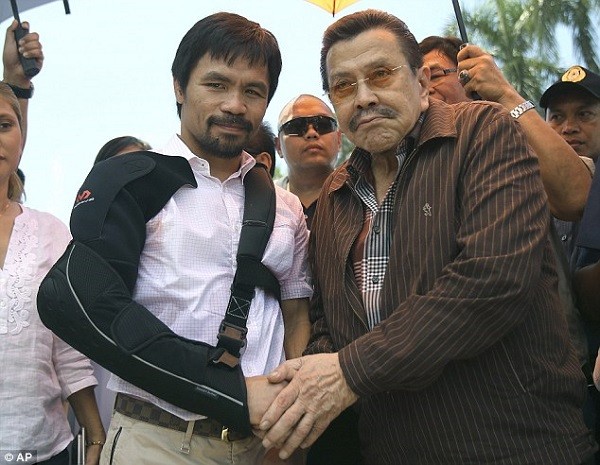Pacquiao with former President and Manila Mayor Joseph Estrada in Manila