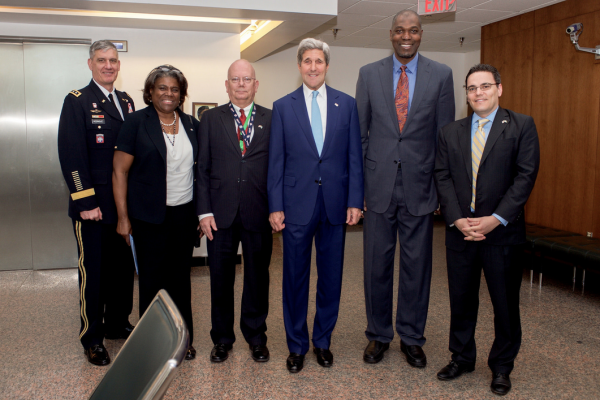 Secretary Kerry Stands With Members of U.S. Delegation Before They Attend Inauguration Ceremony for Nigerian President-Elect Buhari. Photo: Flickr