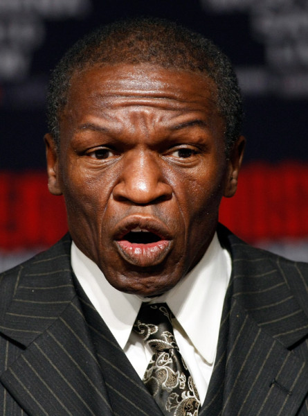 LAS VEGAS - APRIL 28: Floyd Mayweather Sr. speaks during the final news conference for the bout between his son Floyd Mayweather Jr. and Shane Mosley at the MGM Grand Hotel/Casino April 28, 2010 in Las Vegas, Nevada. Mayweather and Mosley will meet in a 12-round welterweight bout on May 1, 2010 in Las Vegas. (Photo by Ethan Miller/Getty Images)