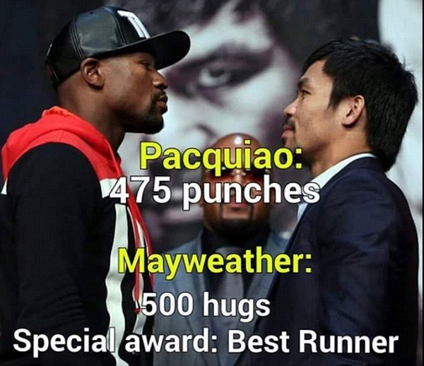 Some fans believe Mayweather was quite defensive and 'hugged' Pacquiao rather than punching him