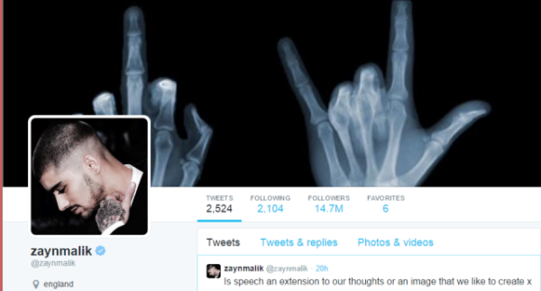 Zayn Malik, Twitter