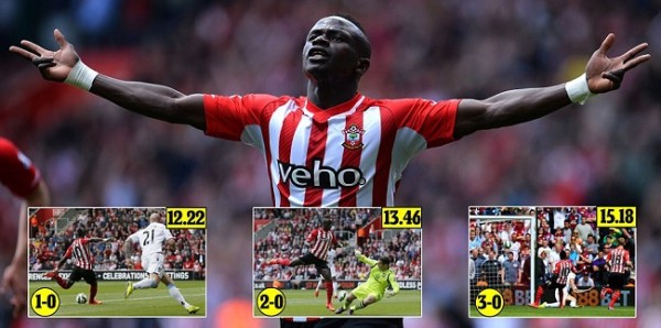 Sadio Mane scored quickest Premier League hat-trick to rock Villa. Photo: Daily Mail