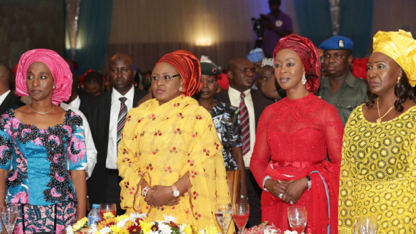 Wife of the Vice President, Mrs Dolapo Osinbajo, wife of the President, Mrs. Aisha Muhammadu Buhari, wife of the President of the Senate, Mrs Toyin Bukola Saraki and wife of the Speaker, House of Representatives, Hajiya Gimbia Yakubu Dogara