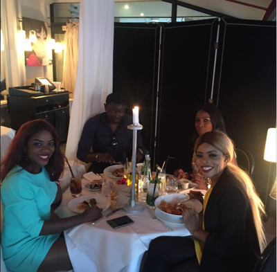 The Ikeji sisters having dinner