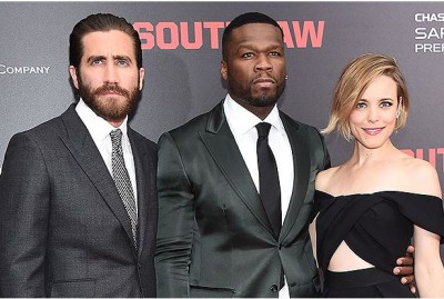 50 Cent joins cast of Southpaw at private screening on Monday. Photo: Getty Images