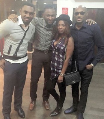 2face and his wife party with Uti on his birthday. Photo: Filed