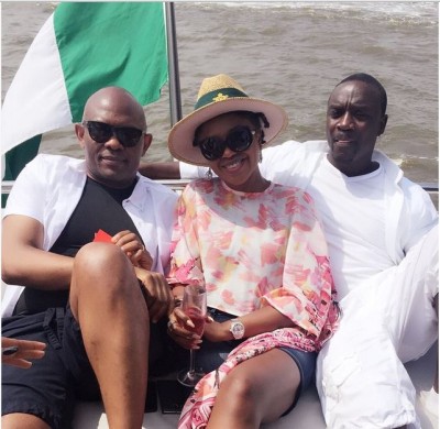 Akon, Omoni Oboli and Tony Elumelu go on boat cruise. Photo: Omoni Oboli/Instagram