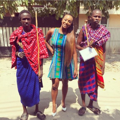 While in Tanzania, Dj Cuppy appears to be having a swell time with the locals. Photo: Dj Cuppy/Instagram