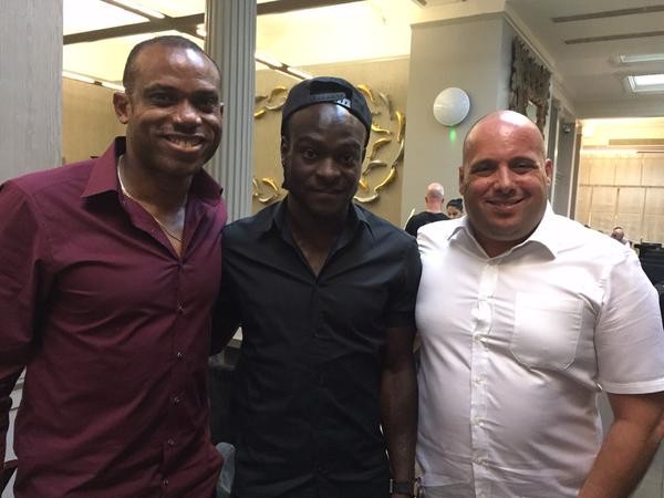 Victor Moses pictured with Sunday Oliseh and his assistant during their London visit in July. Photo: Sunday Oliseh/Twitter