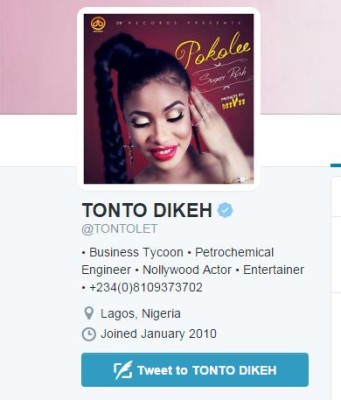 Tonto Dikeh gets verified on Twitter.