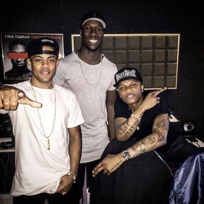 Wizkid hit the studio with Norwegian duo, Nico and Vince. Photo: Wizkid/Instgram