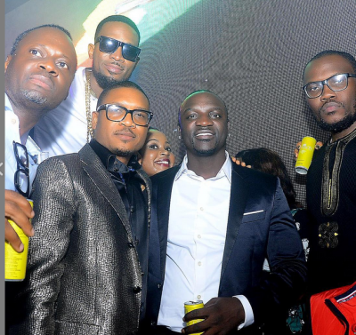 (Dbanj, Shina Peller and Akon at Quilox re-opening. Photo: Quilox)