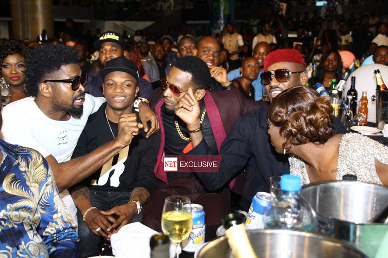Basketmouth and Annie Idibia sitting next to the trio at 2015 Fortified concert.