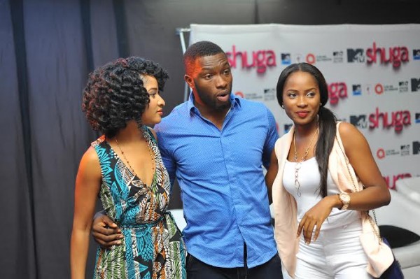 Adesua Etomi, Emmanuel Ikubese and Jemimah Osunde at the MTV Shuga Hype Party